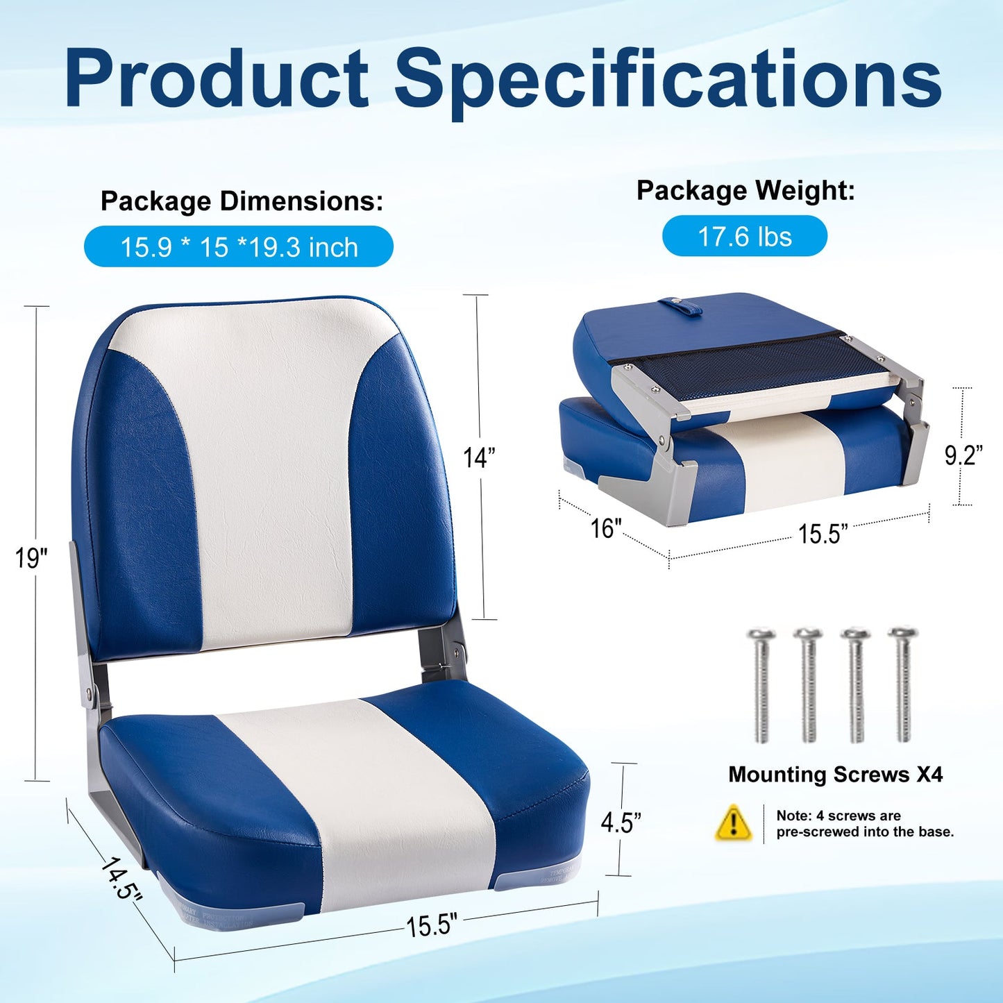 Boat Seats | Low Back Boat Seats with Boat Caddy Storage Bag 2 Packs