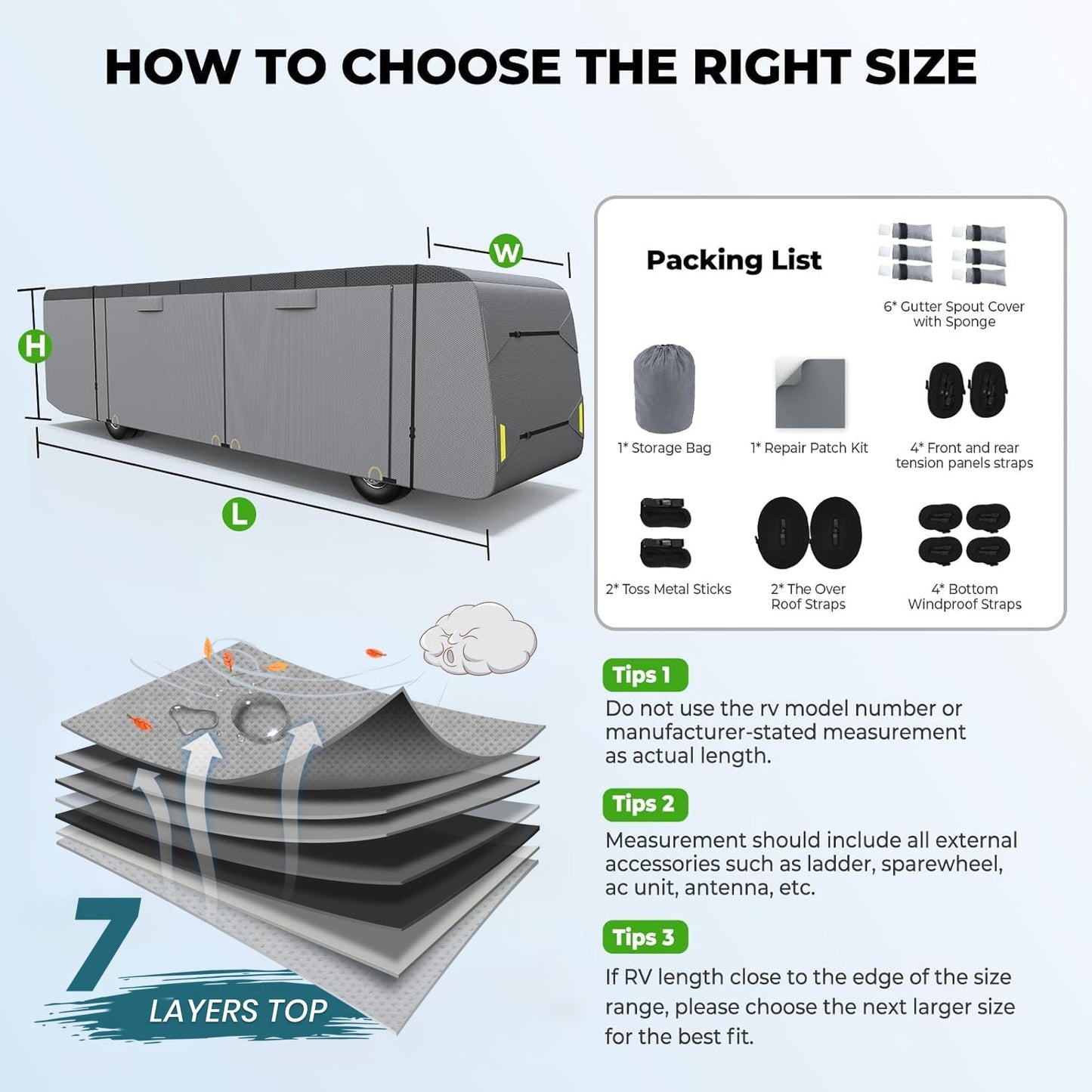 Class A Camper RV Covers Gray Upgrade 7 Layers - Leader Covers