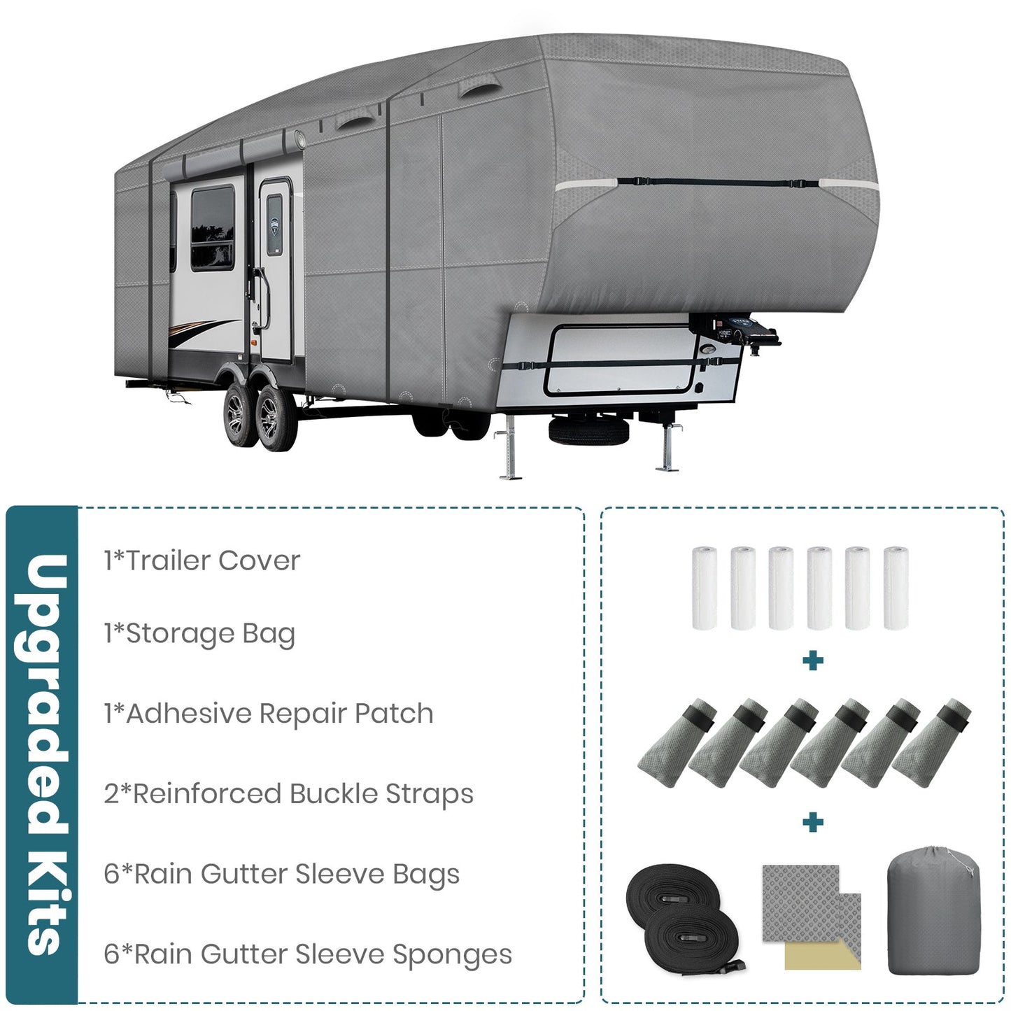 5th Wheel Fifth Trailer Camper RV Covers Gray Upgrade 7 Layers - Leader Covers