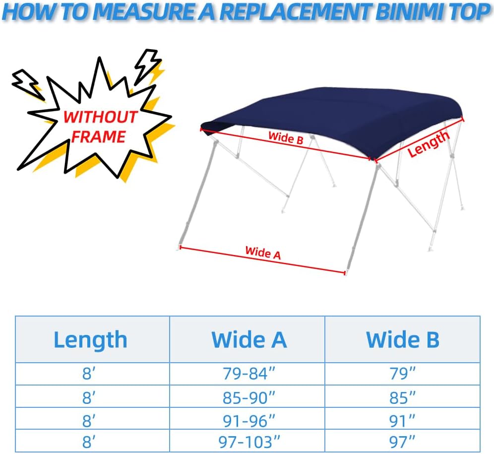 4 Bow Bimini Top Replacement Canvas Navy (Canvas Only) - Leader Covers