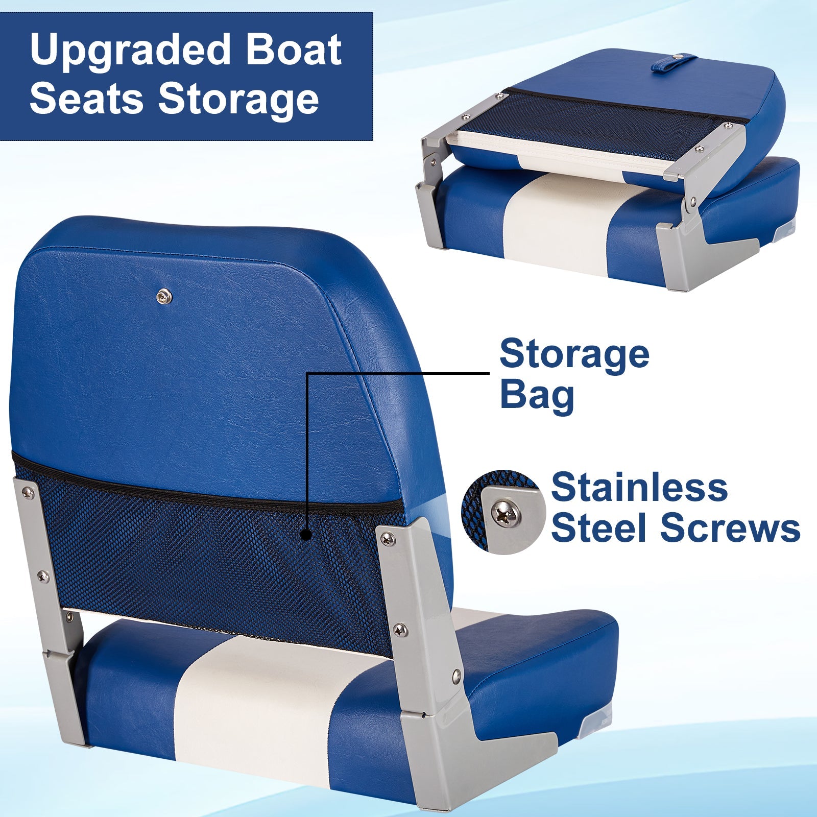 Boat Seats | Low Back Boat Seats with Boat Caddy Storage Bag 2 Packs