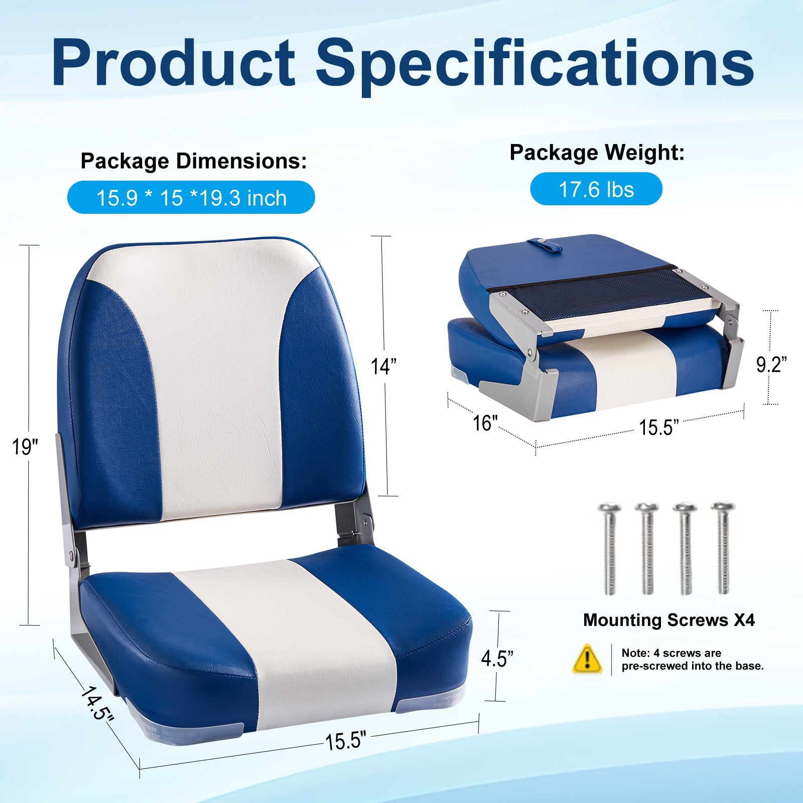 Boat Seats | Low Back Boat Seats with Boat Caddy Storage Bag 2 Packs