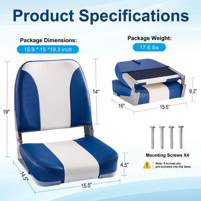 Boat Seats | Low Back Boat Seats with Boat Caddy Storage Bag 2 Packs