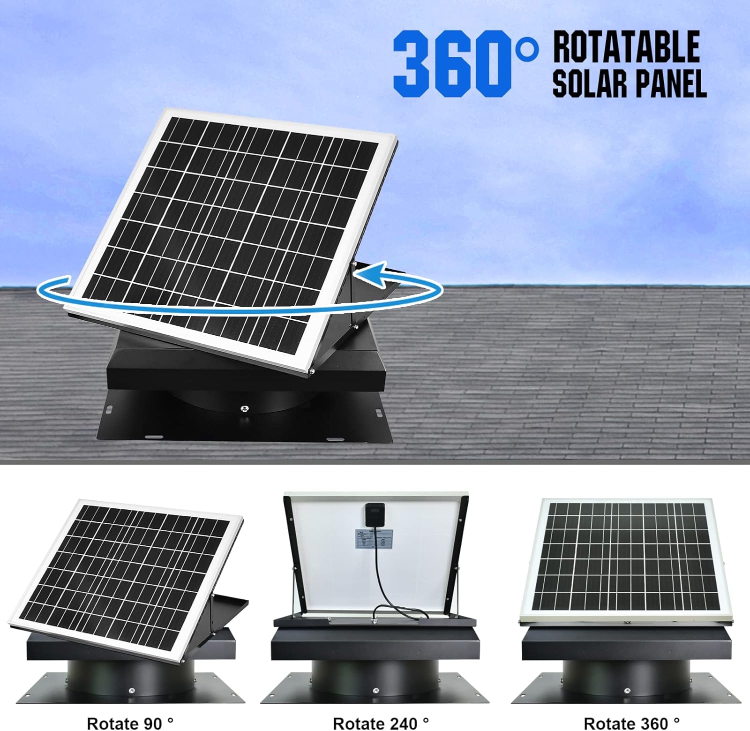 Attic Fan | Solar Roof Exhaust Fan 32-Watt 2500 CFM Smart Thermostat