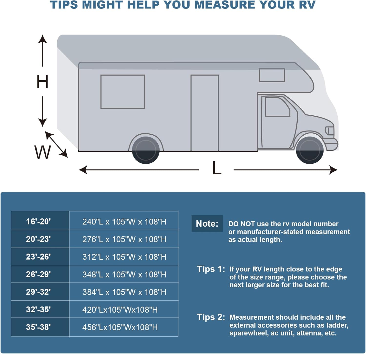 Class C Camper RV Covers Gray Upgrade 7 Layers - Leader Covers