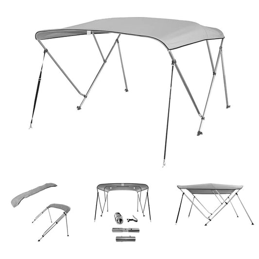 3 Bow Bimini Top Gray with Rear Support Poles - Leader Covers