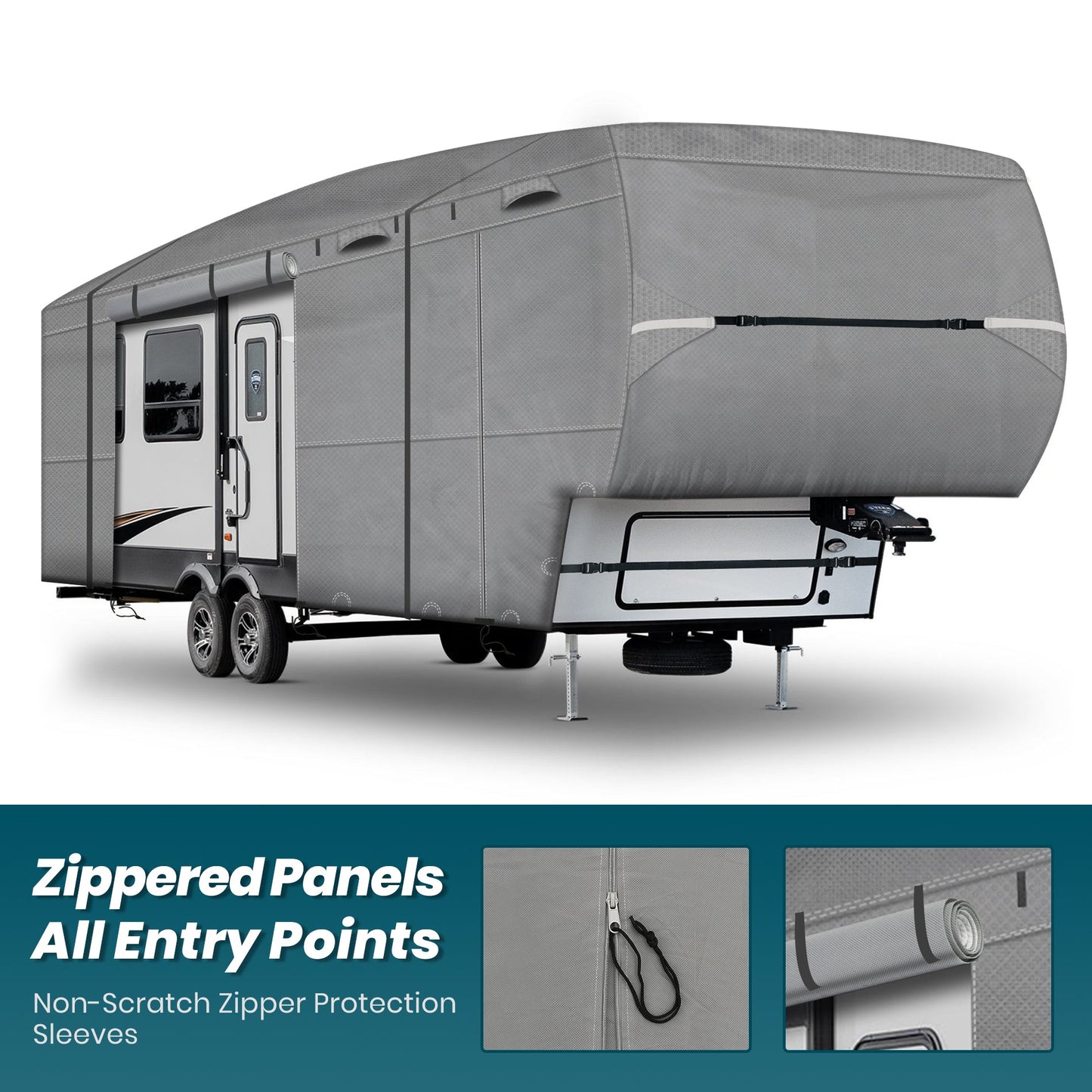 5th Wheel Fifth Trailer Camper RV Covers Gray Upgrade 7 Layers - Leader Covers
