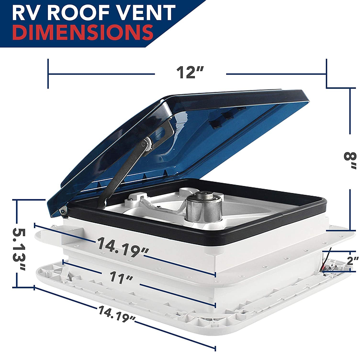 RV Roof Vent Fan 11" x 11" 12V RV Camper Trailer Universal Roof Vent