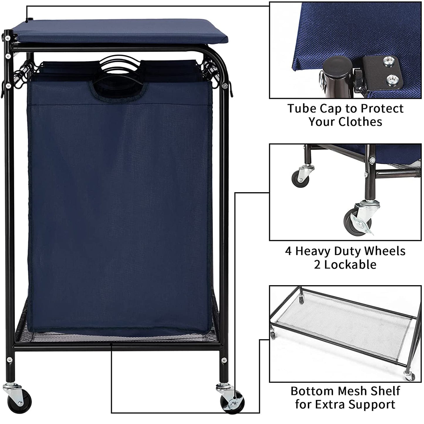 Laundry Sorter Cart with Ironing Board Blue - Leader Covers