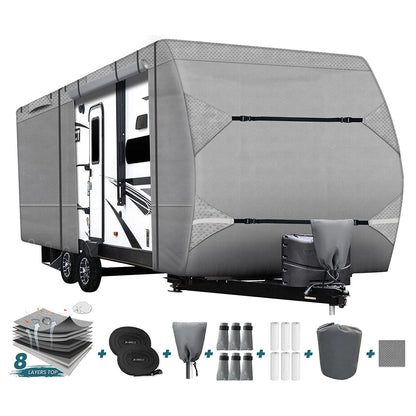 Travel Trailer Camper RV Covers Gray Upgrade 8 Layers - Leader Covers