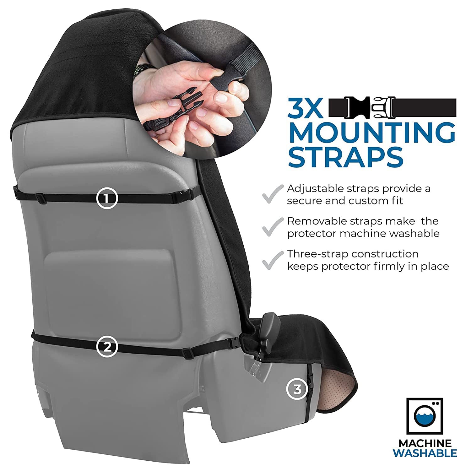 Washable Car Seat Towel Cover with Pocket Black - Leader Covers