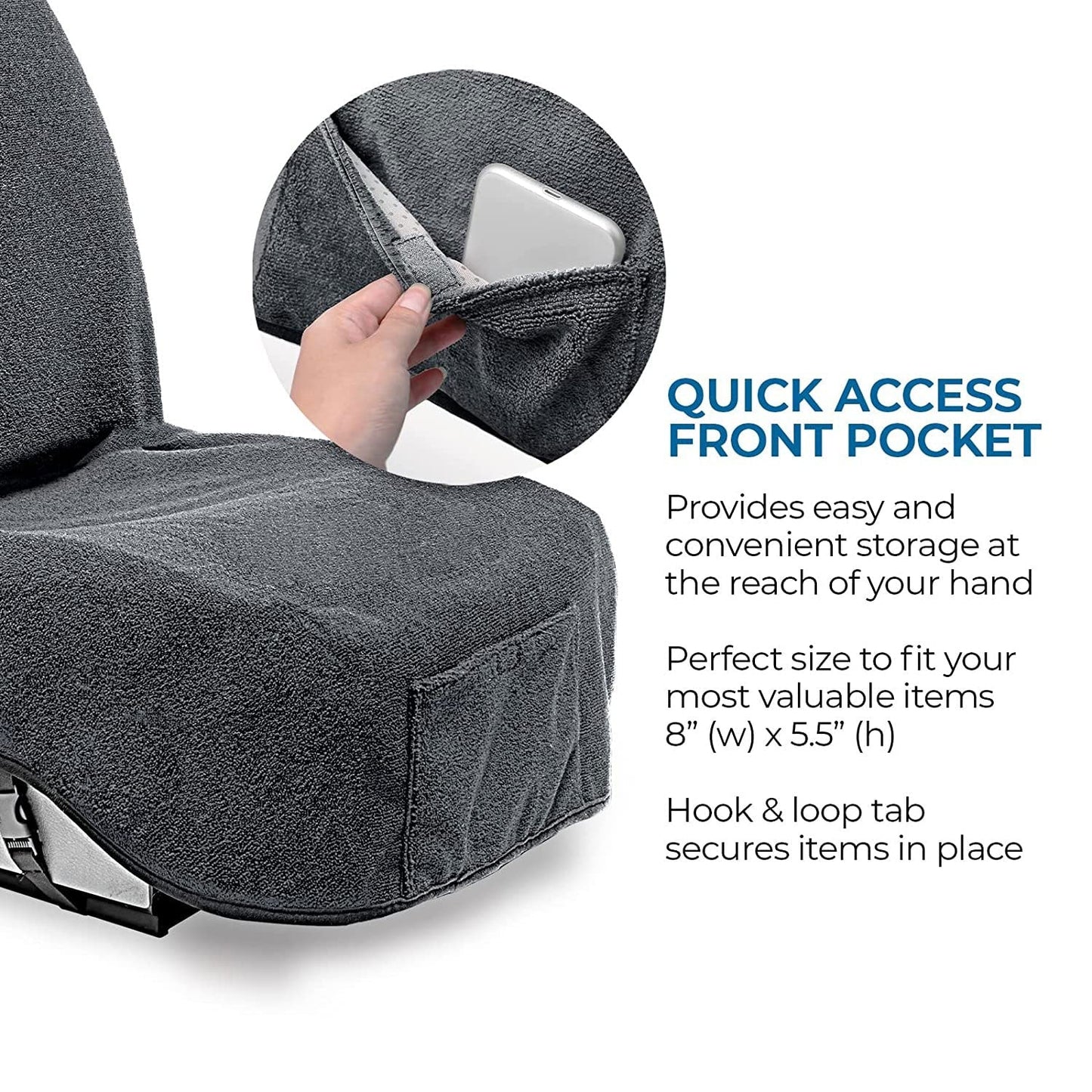 Washable Car Seat Towel Cover with Pocket Gray - Leader Covers